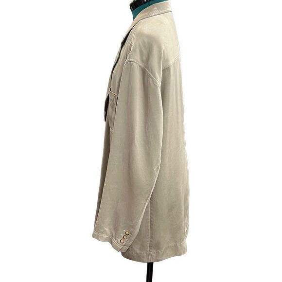 TOMMY BAHAMA 100% Silk Button Down Long Sleeve Khaki Unstructured Blazer Sport C - Picture 2 of 8